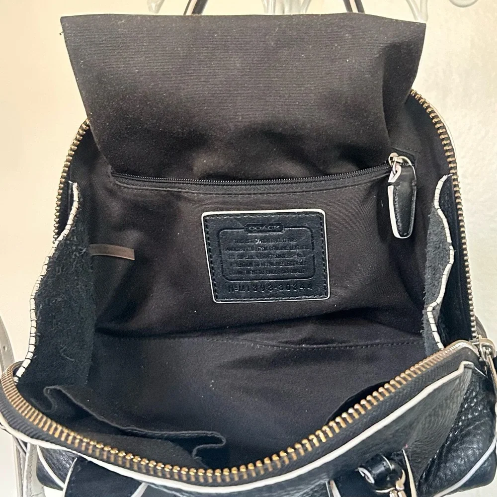 Coach Bleecker Mini Preston Black White Edgepaint Leather Satchel Bag 30344 - Picture 14 of 15